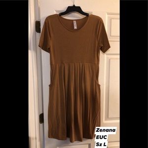 Zenana midi dress, camel color, Sz Large